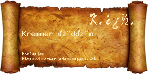 Kremmer Ádám névjegykártya