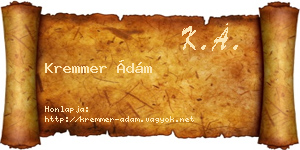 Kremmer Ádám névjegykártya